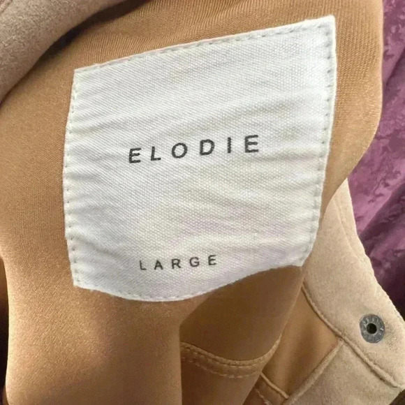 ELODIE Women's Sueded Snap Front Utility Jacket with Chest Pocket Size L - Picture 6 of 9